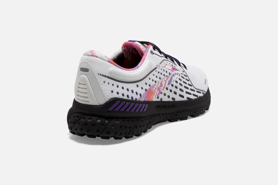 Brooks Adrenaline Gts 21 Road Löparskor Herr - Vita/Svarta/Lila - 6483-SBVLQ